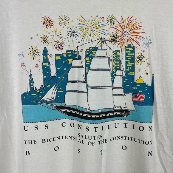 Vintage 1980s USS Constitution Boston T-Shirt fits Large - Picture 2 of 7